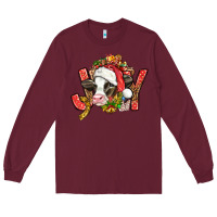 Burgundy joy christmas with cow bbs Long Sleeve Tee - BundleAndBundleShop