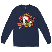 Navy joy christmas with cow bbs Long Sleeve Tee - BundleAndBundleShop