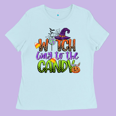 Witch Way To The Candy Ladies Tee Designed By Cowgirlartshop