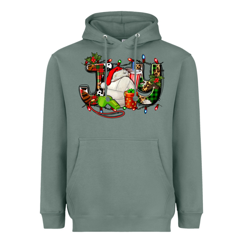 Joy With Volleyball And Santa's Hat Heavyweight Hoodie by AdoDesignShop | Teevron
