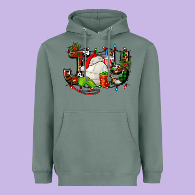 Joy With Volleyball And Santa's Hat Heavyweight Hoodie Designed By Adodesignshop