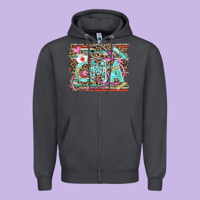 Certified Nursing Assistant Cna Zipper Hoodie Designed By Barkaloodesign