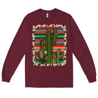 Burgundy serape cowhide cacti Long Sleeve Tee - RanaPortraitStore