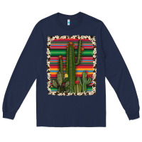 Navy serape cowhide cacti Long Sleeve Tee - RanaPortraitStore
