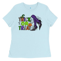 Baby Blue trick or treat Ladies Tee - CowGirlArtShop