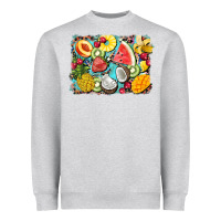 Heather Grey summer fruits background Heavyweight Sweatshirt - BarkalooDesign