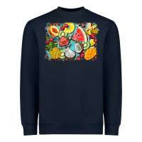 Navy summer fruits background Heavyweight Sweatshirt - BarkalooDesign