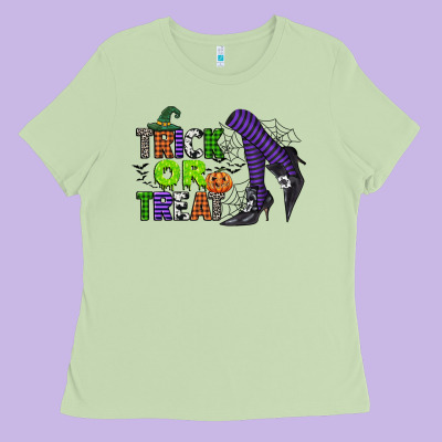 Trick Or Treat Ladies Tee Designed By Cowgirlartshop