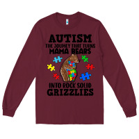 Burgundy Autism grizzlies Long Sleeve Tee - FaDigitalArtStudio