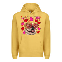 Antique Gold valentine's day  brown english bulldog Premium Hoodie - RanaPortraitStore