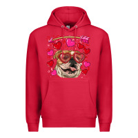 Cardinal valentine's day  brown english bulldog Premium Hoodie - RanaPortraitStore