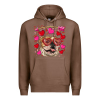 Chestnut valentine's day  brown english bulldog Premium Hoodie - RanaPortraitStore