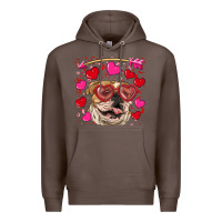 Coffee valentine's day  brown english bulldog Premium Hoodie - RanaPortraitStore