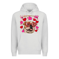 Dove Grey valentine's day  brown english bulldog Premium Hoodie - RanaPortraitStore
