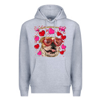 Heather Grey valentine's day  brown english bulldog Premium Hoodie - RanaPortraitStore