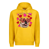 Lemon valentine's day  brown english bulldog Premium Hoodie - RanaPortraitStore