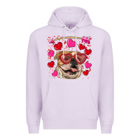Lilac valentine's day  brown english bulldog Premium Hoodie - RanaPortraitStore