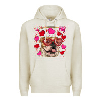 Oatmeal Heather valentine's day  brown english bulldog Premium Hoodie - RanaPortraitStore
