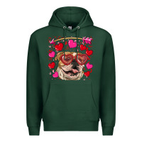 Sports Green valentine's day  brown english bulldog Premium Hoodie - RanaPortraitStore
