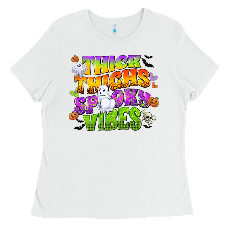 Thick Thighs And Spooky Vibes Ladies Tee by CowGirlArtShop | Teevron