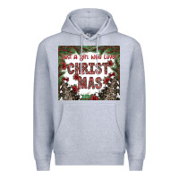 Heather Grey just a girl who loves christmas Premium Hoodie - CowhideDigitalArt