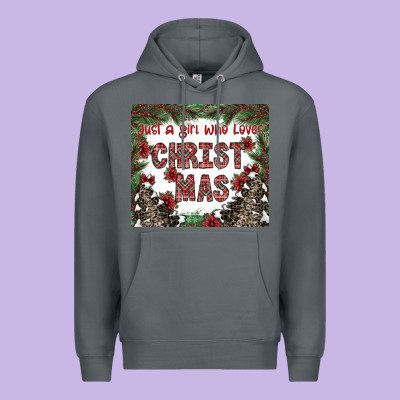 Just A Girl Who Loves Christmas Premium Hoodie Designed By Cowhidedigitalart