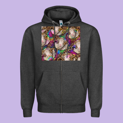 Merino Ram Tie Dye Tumbler Zipper Hoodie Designed By Barkaloodesign