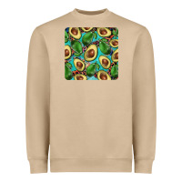 Mushroom avacado with turquoise and leopard background mug coaster Heavyweight Sweatshirt - BarkalooDesign