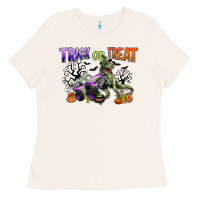 Bone trick or treat with monster truck and t rex Ladies Tee - CowGirlArtShop