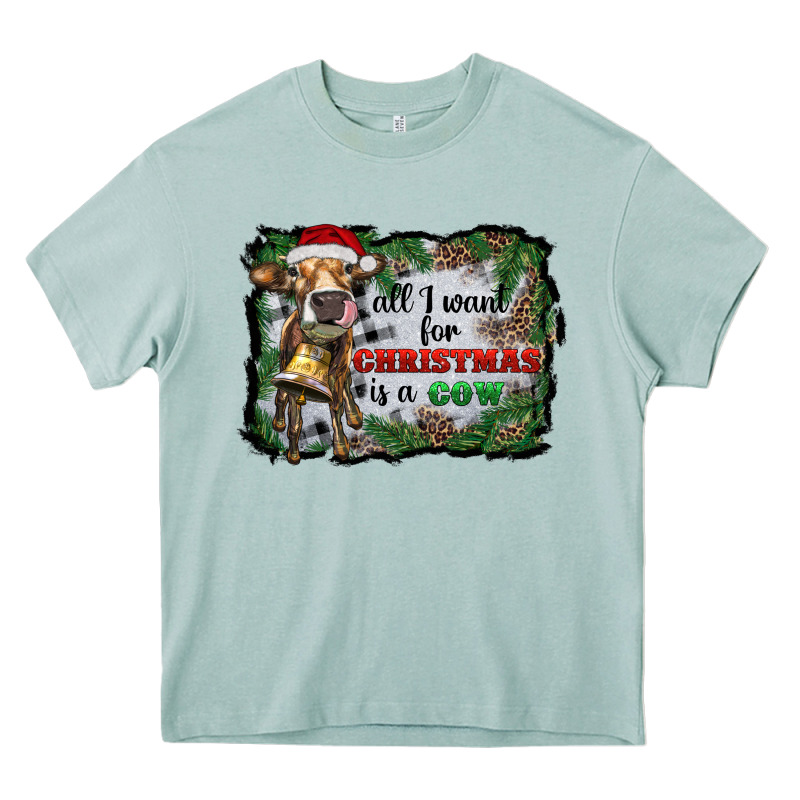 All I Want For Christmas Is A Cow Heavy Core Tee by RanaPortraitStore | Teevron