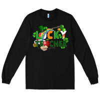 Black lucky teacher St. Patricks Day Long Sleeve Tee - FaDigitalArtStudio