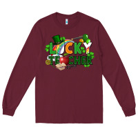 Burgundy lucky teacher St. Patricks Day Long Sleeve Tee - FaDigitalArtStudio