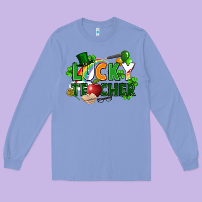 Lucky Teacher St. Patricks Day Long Sleeve Tee Designed By Fadigitalartstudio