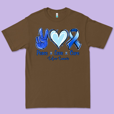 Peace Love Cure Colon Cancer Premium Tee Designed By Jasminsmagicworld
