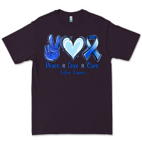 Plum Peace Love Cure Colon Cancer Premium Tee - Jasminsmagicworld