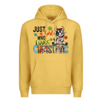 Antique Gold just a girl who loves christmas Premium Hoodie - CowhideDigitalArt