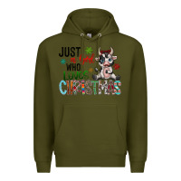 Army Green just a girl who loves christmas Premium Hoodie - CowhideDigitalArt