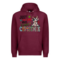 Burgundy just a girl who loves christmas Premium Hoodie - CowhideDigitalArt