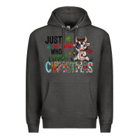 Charcoal Heather just a girl who loves christmas Premium Hoodie - CowhideDigitalArt