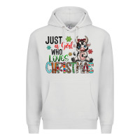 Dove Grey just a girl who loves christmas Premium Hoodie - CowhideDigitalArt