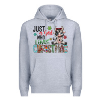 Heather Grey just a girl who loves christmas Premium Hoodie - CowhideDigitalArt