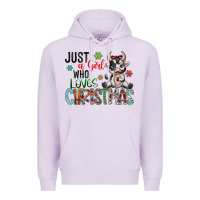 Lilac just a girl who loves christmas Premium Hoodie - CowhideDigitalArt