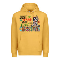 Mustard just a girl who loves christmas Premium Hoodie - CowhideDigitalArt