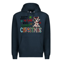 Navy just a girl who loves christmas Premium Hoodie - CowhideDigitalArt