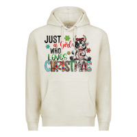 Oatmeal Heather just a girl who loves christmas Premium Hoodie - CowhideDigitalArt