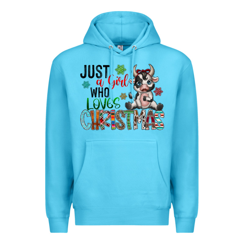 Just A Girl Who Loves Christmas Premium Hoodie by CowhideDigitalArt | Teevron