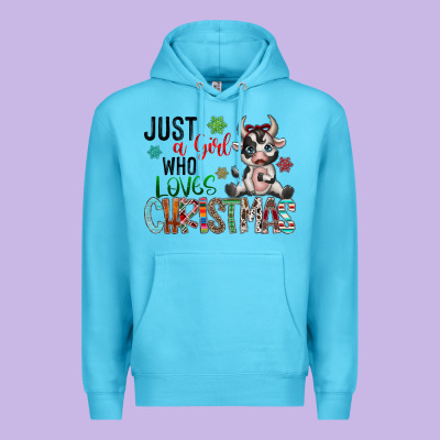 Just A Girl Who Loves Christmas Premium Hoodie Designed By Cowhidedigitalart
