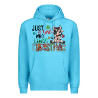 Ocean Blue just a girl who loves christmas Premium Hoodie - CowhideDigitalArt