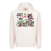 Pale Pink just a girl who loves christmas Premium Hoodie - CowhideDigitalArt