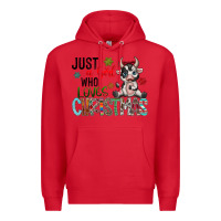 Red just a girl who loves christmas Premium Hoodie - CowhideDigitalArt